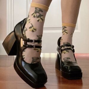Jeffrey Campbell Corgi Straps Mary Jane Baddie Grunge Goth Chunky Heel Platform